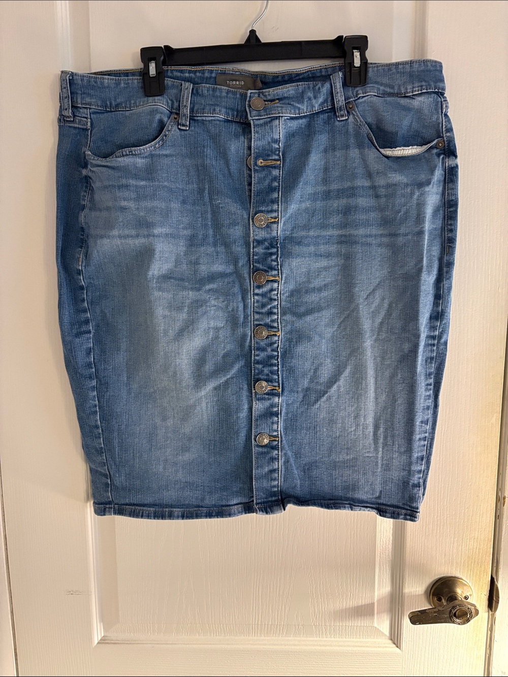 torrid Light Blue Button-Front Denim Skirt